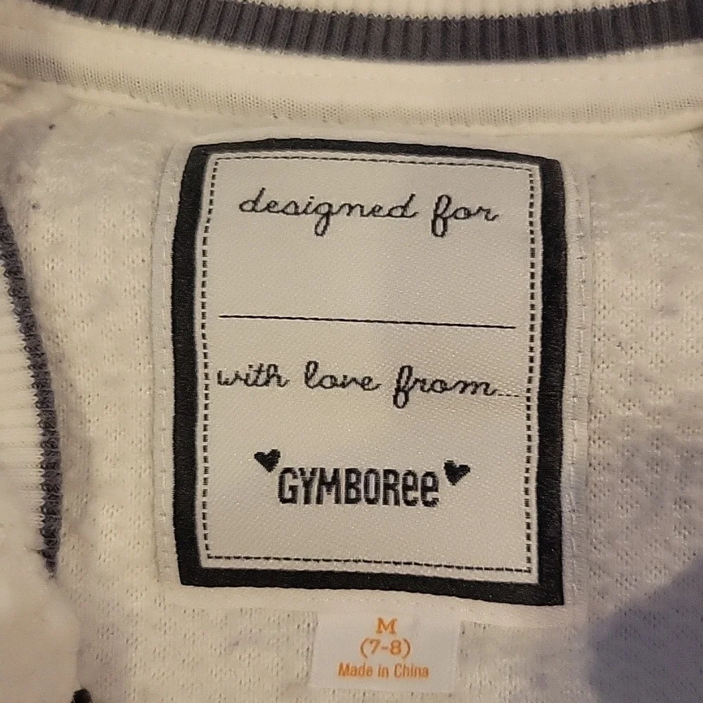 Gymboree White Sherpa Full Zip Bomber Style Jacket Girls Medium 7/8